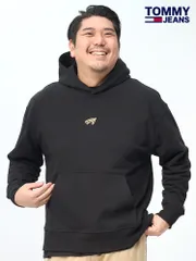 パーカー 大きいサイズ メンズ 裏毛 ワンポイント プルオーバー スウェット プルパーカー 1XL 2XL TOMMY JEANS トミージーンズ ブラック