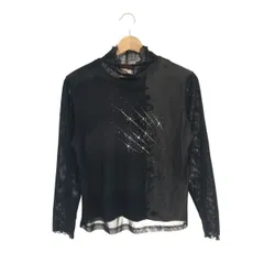 calabaza カラバサ トップス カットソー ハイネック 切り返し 長袖 レディース ブラック 総柄