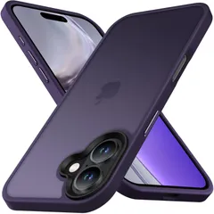【新着商品】iPhone16 用 ケース 半透明 マット 耐衝撃 滑り止め 米軍MIL規格 指紋防止 Anqrp スマホケース アイフォン16 ストラップホール付き ワイヤレス充電対応 アイホン16カバー 6.1インチ ダークパープル