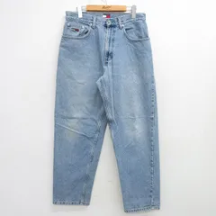 W32/古着 トミーヒルフィガー ブランド ジーンズ メンズ 90s 薄紺 ネイビー デニム 25mar14 中古 ボトムス ジーパン Gパン ロング パンツ