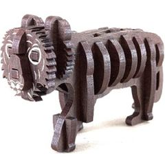 パズル造形　ミニチュア動物「トラ」　シート貼りＭＤＦウォルナット（濃茶）