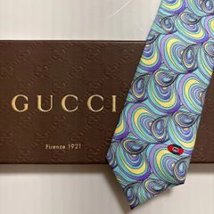 美品 GUCCI グッチ シルク 100% ブルー系 254-648