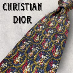 Christian Dior ディオール アート柄 エンブレム 総柄 ネクタイ ゴールド