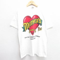 L/古着 半袖 ビンテージ Tシャツ メンズ 90s mothers ハート コットン クルーネック 白 ホワイト 25may21 中古