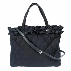 トゥービーシック TO BE CHIC 21SS キルトフリルトートバッグ ショルダーバッグ 2WAY ビジュー リボン フリル キルティング 黒 ブラック 0721