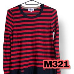 SONIARYKIEL( ソニア リキエル)　ボーダーニットワンピース　黒色×赤色　38サイズ　レディースワンピース　管理M321
