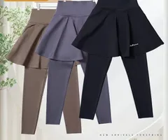 スカッツ 女の子 キッズ スカート付き レギンス スカート パンツ スポーツウェア トレーニング 春秋 ストレッチ スポーツ パンツスカート ハイウエスト KTFC077(3色110-170)