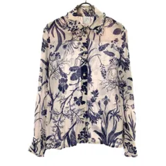 カレンウォーカーラナウェイ 花柄 長袖 フリルカラー ブラウス US4 ライトピンク KAREN WALKER RANAWAY 楊柳 レディース