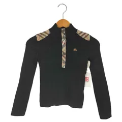 バーバリーブルーレーベル BURBERRY BLUE LABEL ロゴ刺繍 ノバチェック切替 ウール ハイネックニット レディース  38