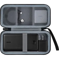 （ケースのみ）Anker PowerCore Essential 20000mAh モバイルバッテリー A1268/ Anker PowerCore Slim 10000mAh A1229用収納ケース，ブラック-co2CREA 多重保護 防滴 防塵 大容量