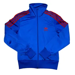 ★adidas★アディダス トラックジャケット ファイヤーバード ジャージ 青 ブルー トレフォイルロゴ 刺繍 赤ライン