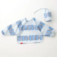 ☆ cellophane.ブルー ☆ 392plus m スモック mikuni 三国 スモック キッズ 汚れカバー エプロン スモックエプロン お洋服カバー 巾着つき 汚れ防止 お食事 食事 ランチ お手入れ簡単 撥水 お遊び 水遊び 泥遊び
