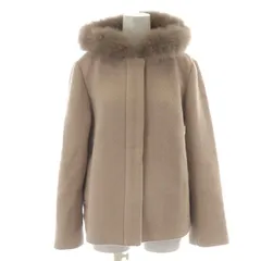 ジルバイジルスチュアート JILL by JILLSTUART 21AW ショートカルゼ ノーカラーコート フード フォックスファー ジップアップ ウール M ピンクベージュ 125-1251008 /NW21のサムネイル