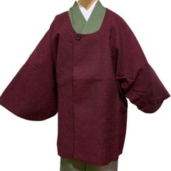 R-1232　和装コート　裄65センチ　赤系　レディース　着物用
