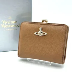 【美品】Vivienne がま口財布 二つ折り財布 ORB レザー ベージュ