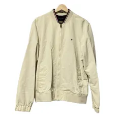 TOMMY HILFIGER(トミーヒルフィガー) ブルゾン サイズL メンズ美品  - アイボリー×ダークネイビー×マルチ 長袖/ジップアップ/春/秋