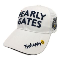 中古 パーリーゲイツ PEARLY GATES キャップ フリー ホワイト 刺しゅうロゴ メッシュニコちゃん