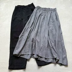 【2点セット】【まとめ売り】WEGO BROWNY STANDARD ウィゴー ブラウニースタンダード レディース Mサイズ コーデュロイ ワイドパンツ チェック柄 フレアスカート ミドル丈 モノトーン カジュアル