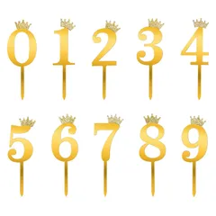 Paready ケーキトッパー 数字 誕生日 ケーキ飾り 10点セット カップケーキ ピック お祝い 記念日 ケーキデコレーション バースデーケーキ 飾り 装飾 番号0-9 ゴルード