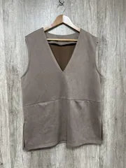 DRESKIP ドレスキップ スエード調 ロング ベスト sizeM/茶 ◇■ レディース