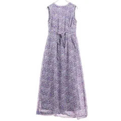 Lily Brown リリーブラウン 花柄 ノースリーブ ロングワンピース F パープル系 レディース 古着