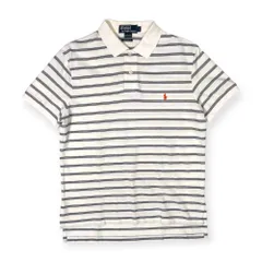 90s 00s Polo by Ralph Lauren ラルフローレン ポニー刺繍 ボーダー 鹿の子 半袖 ポロシャツ L/白 ホワイト/インパクト21