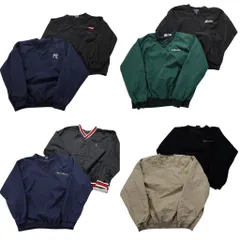 古着卸 まとめ売り ワンポイント プルオーバー ジャケット 8枚セット (メンズ L ) 英文字 ライン系 ブラック ネイビー 中古 古着 NB2812