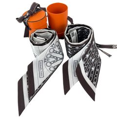 新品未使用 HERMES エルメス Twilly ツイリー マルチカラー スカーフ ホワイト