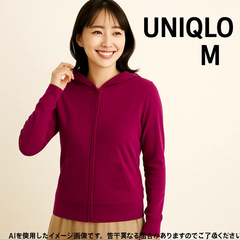 AB0295 UNIQLO AIRism パーカー Mサイズ 紫 吸汗速乾