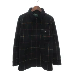 ローレンラルフローレン LAUREN RALPH LAUREN ジャケット フリース フロントジッパー ポイントロゴ チェック柄 グリーン系 S  ■SM1のサムネイル