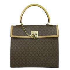 本物 セリーヌ CELINE マカダム ハンドバッグ PVC ブラウン Macadam バッグ 中古 【フォロー割】