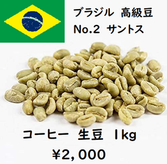 コーヒー 生豆 1kg ブラジル サントス No.2  スペシャルティコーヒー