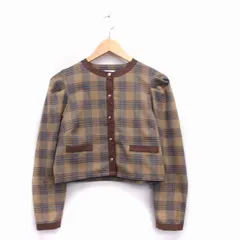 ナイスクラップ NICE CLAUP ジャケット 長袖 ノーカラー チェック F ブラウン 茶 /KT4のサムネイル