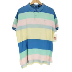 ポロバイラルフローレン Polo by RALPH LAUREN USA製 ポニー刺繍マルチカラーボーダーポロシャツ メンズ import：L 