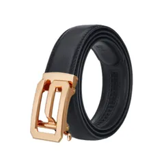 ベルト 【黒】【金G】帯カット可能  穴なし 無段階調整ベルト ゴルフベルト 人気 オートロック メンズ 革 本革 PU 貼り合わせ ジーンズ ビジネス カジュアル おしゃれ 20代 30代 40代 50代 60代 70代