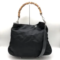 Gucci グッチ ハンドバッグ ショルダーバッグ 2way バンブー ナイロン ブラック レディース メンズ オールドグッチ ヴィンテージ USED ファッション