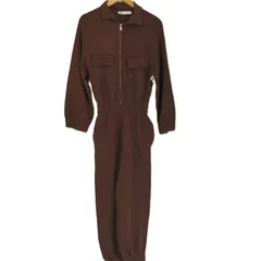 ザラ ZARA KNIT FRONT JUMPSUIT ニット フロント ジップ ジャンプスーツ オールインワン レディース  S