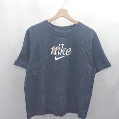 ◇ ⊂Φ NIKE ナイキ ロゴプリント 花柄 刺繍 半袖 Tシャツ サイズM ネイビー系 レディース E  【1412090010903】