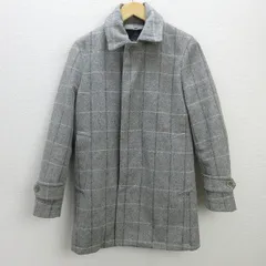 H■ユナイテッドアローズ/UNITED ARROWS RHYTHMOFLIFE ライナー付き チェック柄 シングルボタンウールコート【S】灰色/MENS■63【中古】
