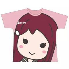 [중고]T셔츠(캐릭터) 사쿠라우치 리코(HAPPY PARTY TRAIN 모티브 Ver.) 풀 그래픽 T셔츠 라이트 핑크 유니섹스 L사이즈 [러브라이브! 선샤인!!]