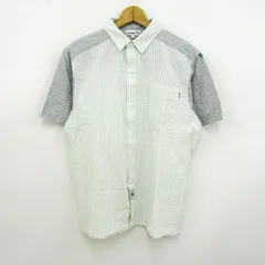 アーノルドパーマー 半袖シャツ コットン100% ブランド トップス 白 メンズ Lサイズ ホワイト×グリーン Arnold Palmer 【中古】