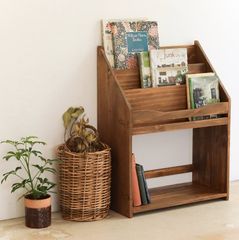 送料無料 木製マガジンラック幅53cm 収納 ブックシェルフ 新品（31
