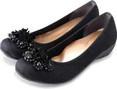 ファーストコンタクト パンプス レディース 痛くない ストラップ 歩きやすい ローヒール 黒 靴 フラット ぺたんこ ソール 仕事 コンフォートシューズ nc39764 ブラック（） 23.5cm