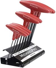 Tハンドル ボールエンド 六角レンチセット赤 8本セット SAE スタンド付 5/64,3/32,1/8,5/32,3/16,1/4,5/16,3/8インチ マイケルプロ MP001043 工具 整備用品 メンテナンス 修理 DIY MichaelPro
