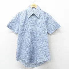 M/古着 半袖 シャツ メンズ 70s 総柄 紺他 ネイビー 24jun15 中古 トップス