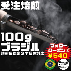 100g【中深煎りオススメ】芳醇なチョコレートの香りが楽しめます ブラジル リッチフィールド コーヒー豆 自家焙煎 スペシャリティ