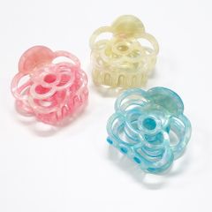 フラワーモチーフ マーブルヘアクリップ（透明感ゆれるやさしい彩り）
