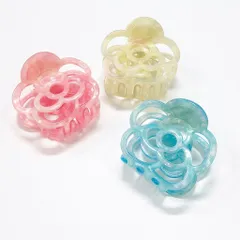 フラワーモチーフ マーブルヘアクリップ（透明感ゆれるやさしい彩り）