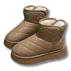 [ALVEIN] レディース スノーブーツ アウトドア シューズ 裏起毛 トレッキング ハイカット 防水 防寒 無地 耐磨耗 キルティング 滑りにくい (カーキ, 日本の靴のサイズ寸法, 大人, 数値, 25.0 cm) [カーキ] [25.0 cm]