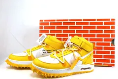NIKE OFF-WHITE ナイキ オフホワイト AIR FORCE 1 MID SP LTHR エア フォース 1 ミッド レザー スニーカー イエロー ホワイト US9.5（約27.5cm）DR0500-101 新品未使用のサムネイル